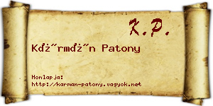 Kármán Patony névjegykártya
